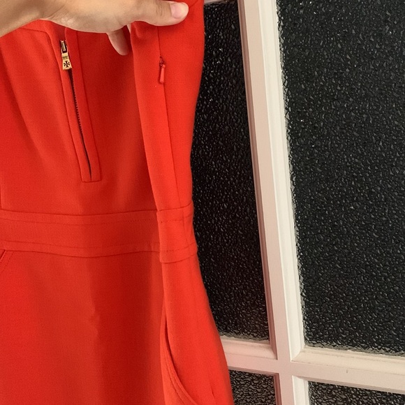 TORI BURCH Orange Fitted Sleeveless Midi Dress (0) - Picture 5 of 8
